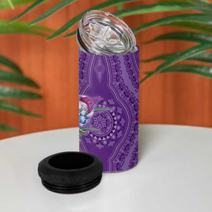 Afro King Proteas Dashiki Motif 4 in 1 Can Cooler Tumbler Violet Style