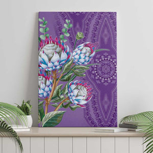 Afro King Proteas Dashiki Motif Canvas Wall Art Violet Style