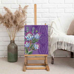 Afro King Proteas Dashiki Motif Canvas Wall Art Violet Style