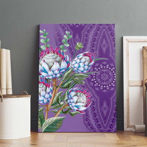 Afro King Proteas Dashiki Motif Canvas Wall Art Violet Style