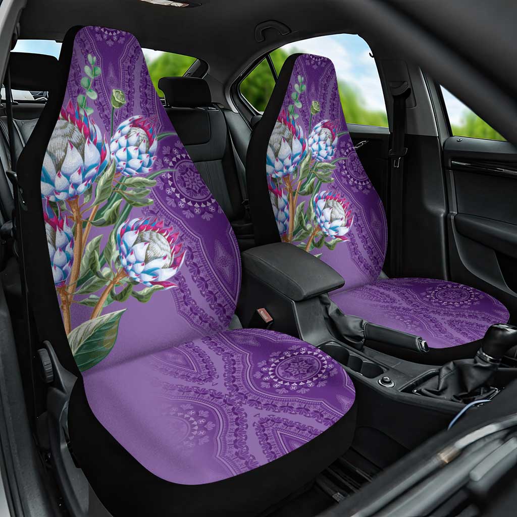 Afro King Proteas Dashiki Motif Car Seat Cover Violet Style