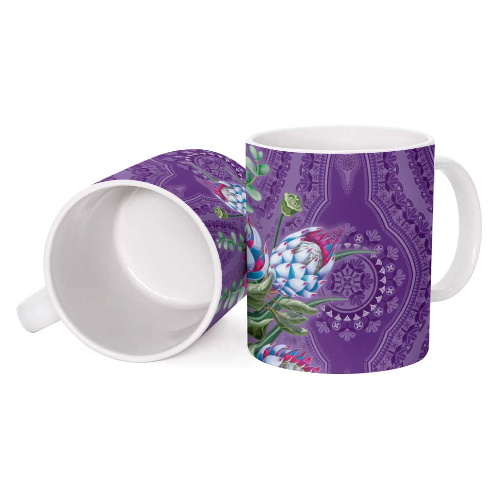 Africa King Proteas Dashiki Motif Ceramic Mug Violet Style