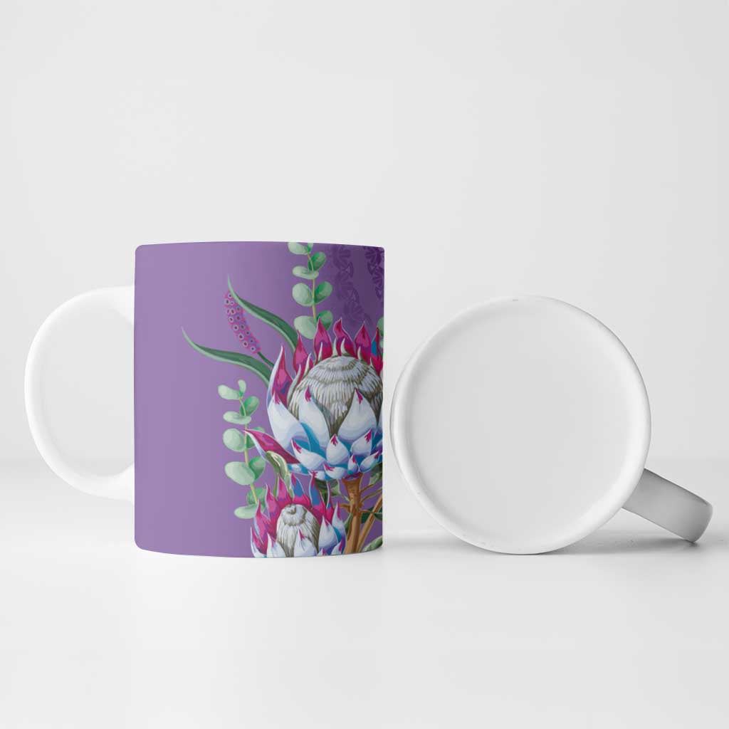 Africa King Proteas Dashiki Motif Ceramic Mug Violet Style