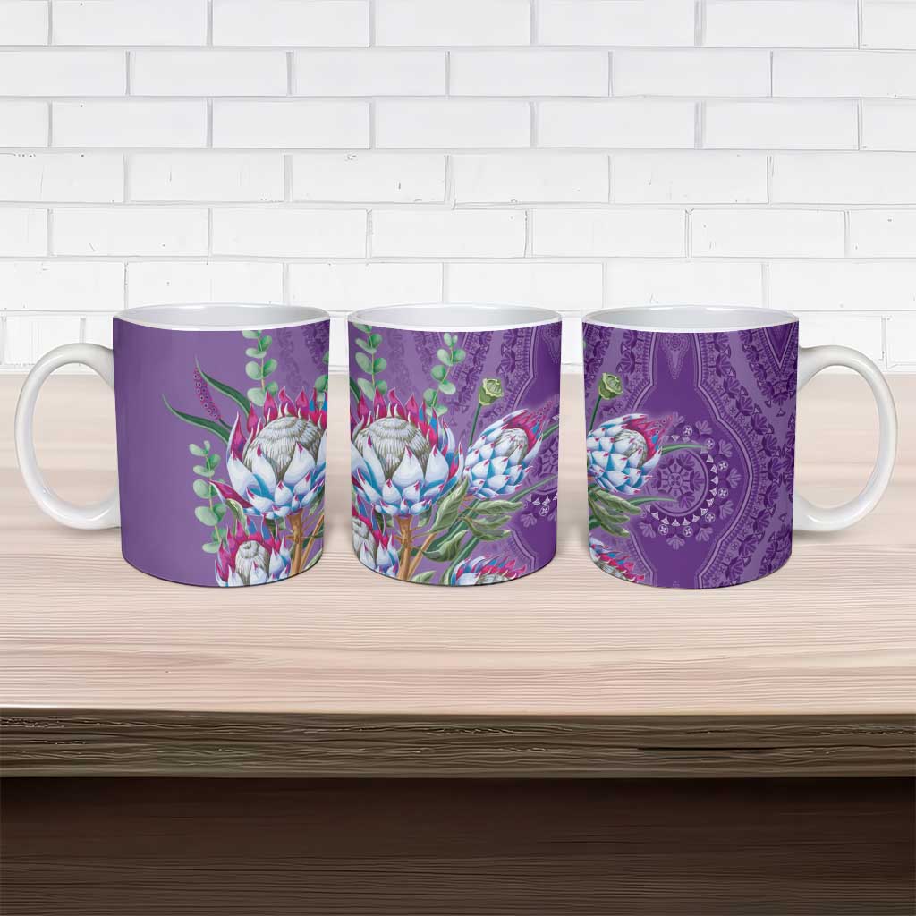 Africa King Proteas Dashiki Motif Ceramic Mug Violet Style