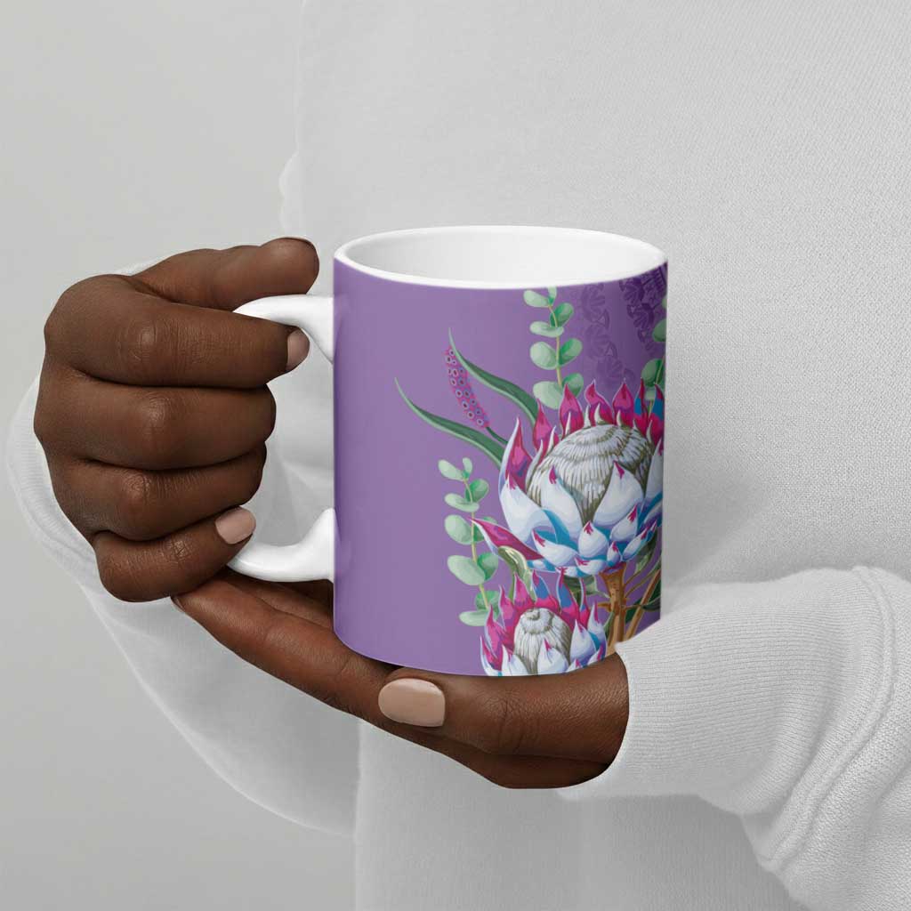 Africa King Proteas Dashiki Motif Ceramic Mug Violet Style