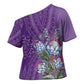 Africa King Proteas Dashiki Motif Cross Shoulder Shirt Violet Style