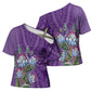 Africa King Proteas Dashiki Motif Cross Shoulder Shirt Violet Style