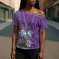 Africa King Proteas Dashiki Motif Cross Shoulder Shirt Violet Style
