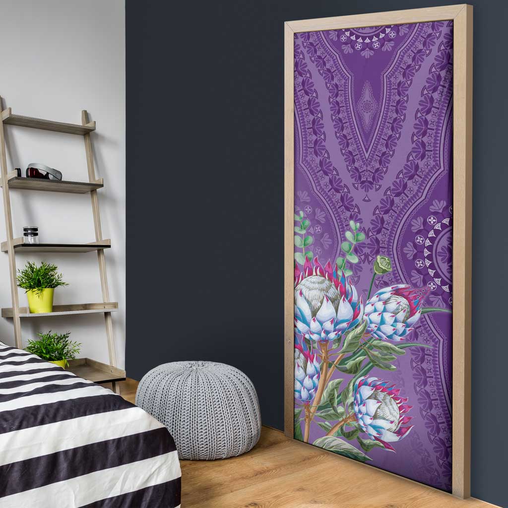 Africa King Proteas Dashiki Motif Door Cover Violet Style