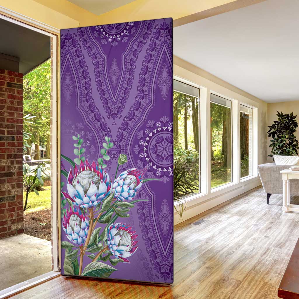 Africa King Proteas Dashiki Motif Door Cover Violet Style