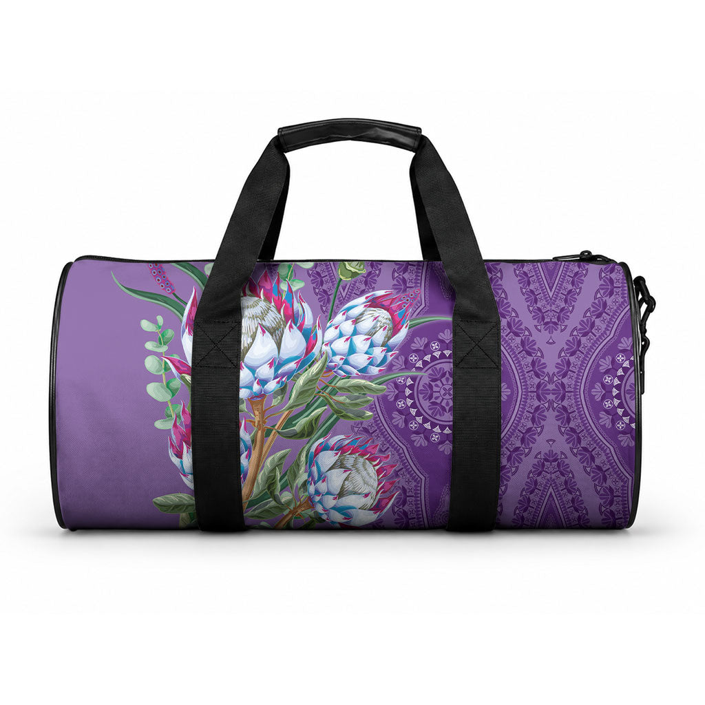 Africa King Proteas Dashiki Motif Duffle Bag Violet Style