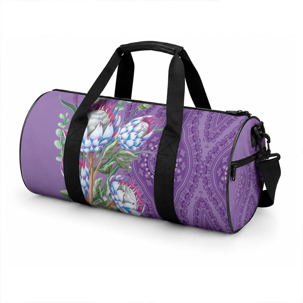 Africa King Proteas Dashiki Motif Duffle Bag Violet Style