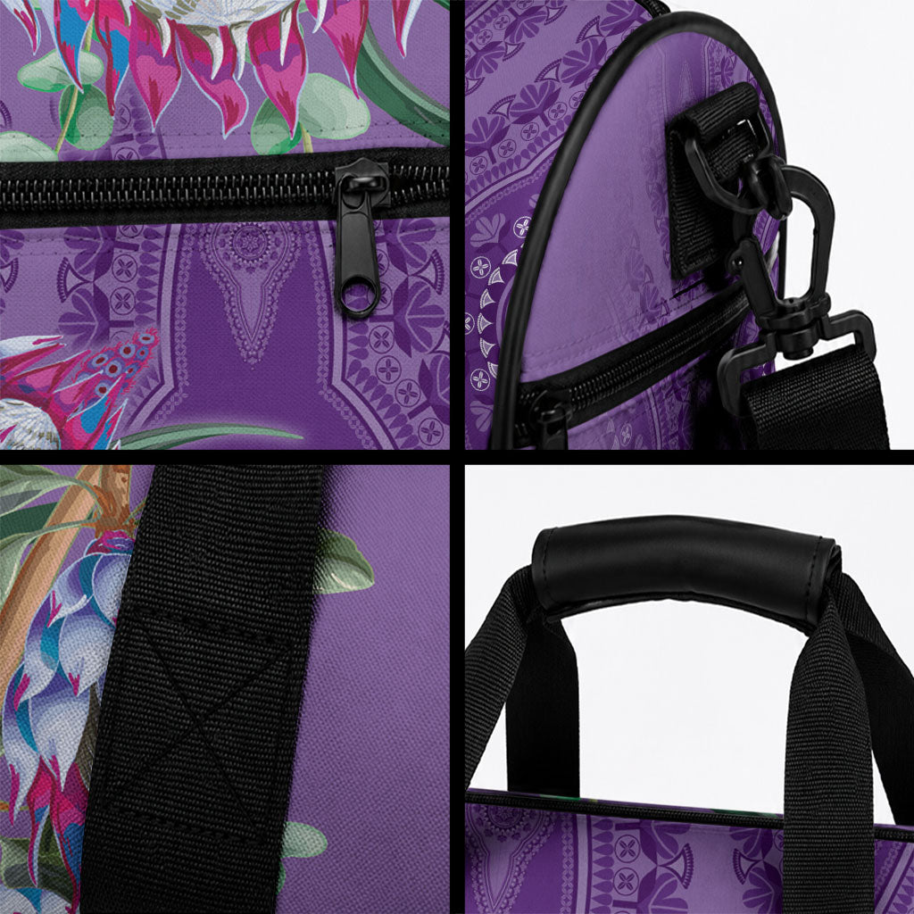 Africa King Proteas Dashiki Motif Duffle Bag Violet Style