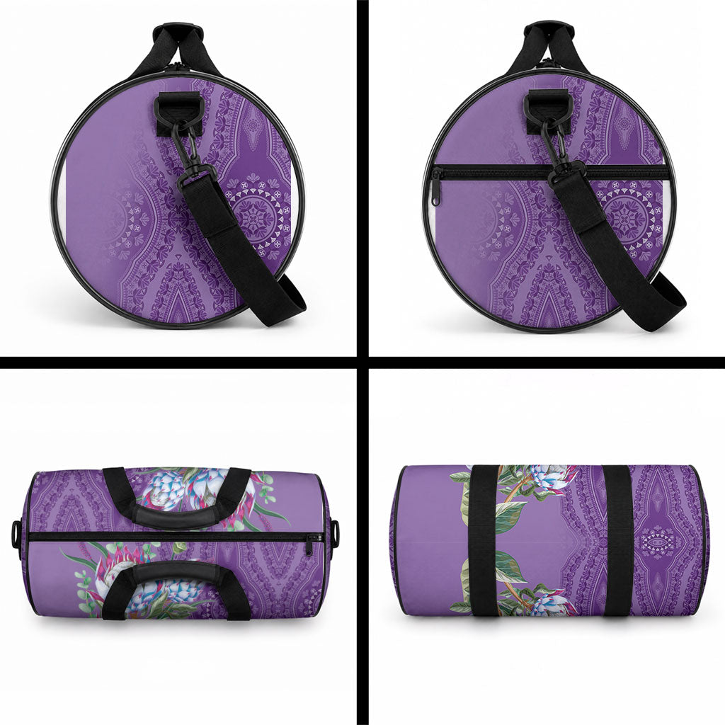 Africa King Proteas Dashiki Motif Duffle Bag Violet Style