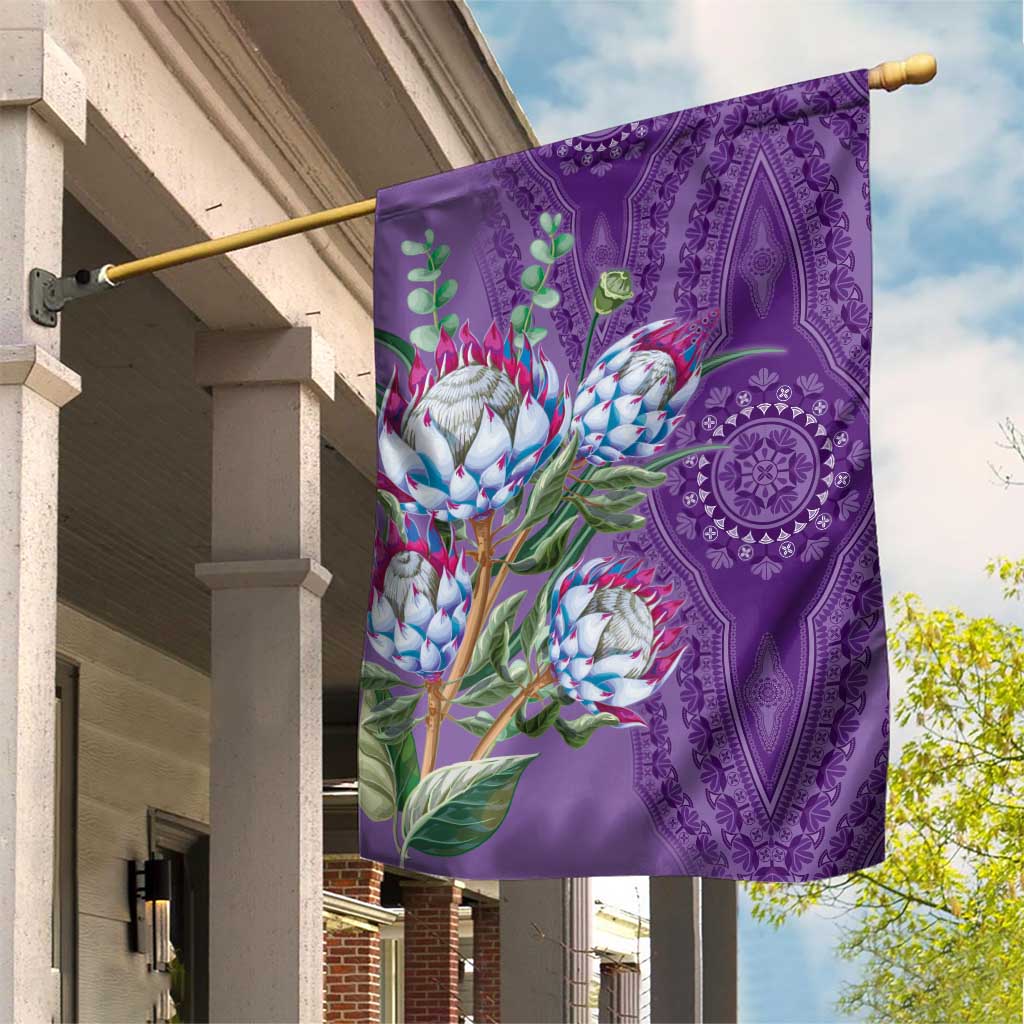 Afro King Proteas Dashiki Motif Garden Flag Violet Style