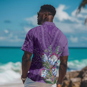 Afro King Proteas Dashiki Motif Hawaiian Shirt Violet Style