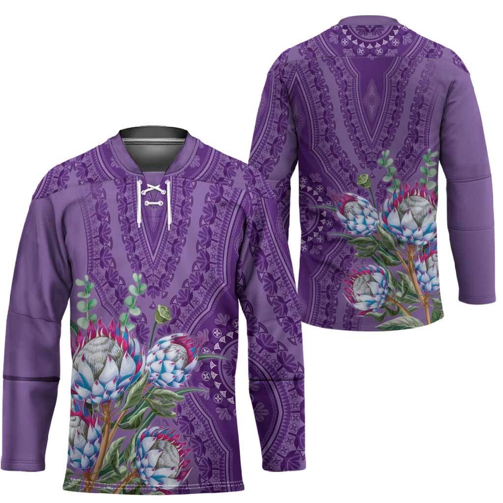Africa King Proteas Dashiki Motif Hockey Jersey Violet Style