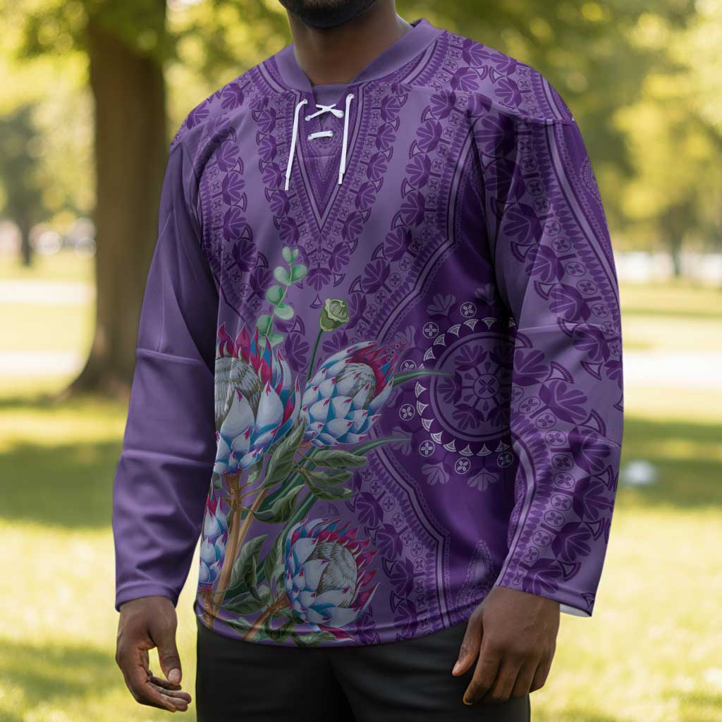 Africa King Proteas Dashiki Motif Hockey Jersey Violet Style