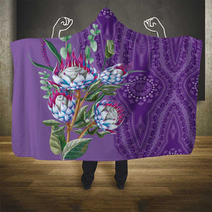 Afro King Proteas Dashiki Motif Hooded Blanket Violet Style