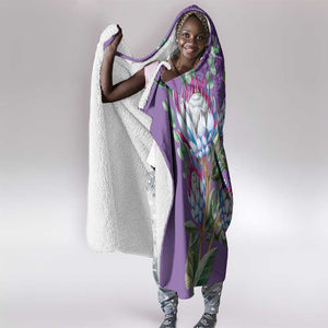 Afro King Proteas Dashiki Motif Hooded Blanket Violet Style