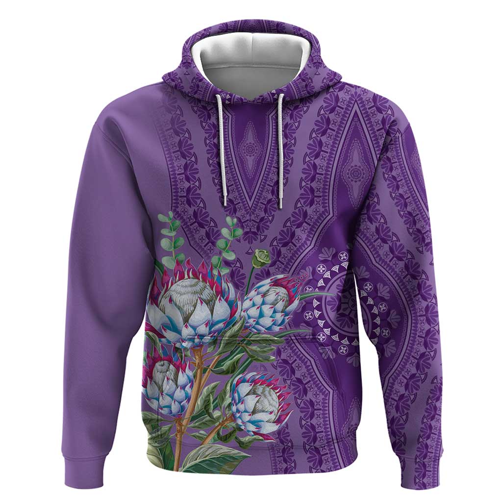 Afro King Proteas Dashiki Motif Hoodie Violet Style