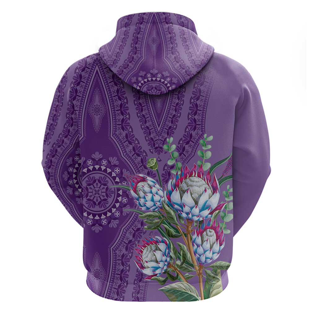 Afro King Proteas Dashiki Motif Hoodie Violet Style