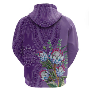 Afro King Proteas Dashiki Motif Hoodie Violet Style