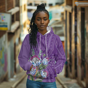 Afro King Proteas Dashiki Motif Hoodie Violet Style