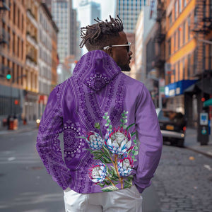 Afro King Proteas Dashiki Motif Hoodie Violet Style