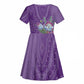 Afro King Proteas Dashiki Motif Kid Short Sleeve Dress Violet Style