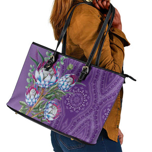 Afro King Proteas Dashiki Motif Leather Tote Bag Violet Style