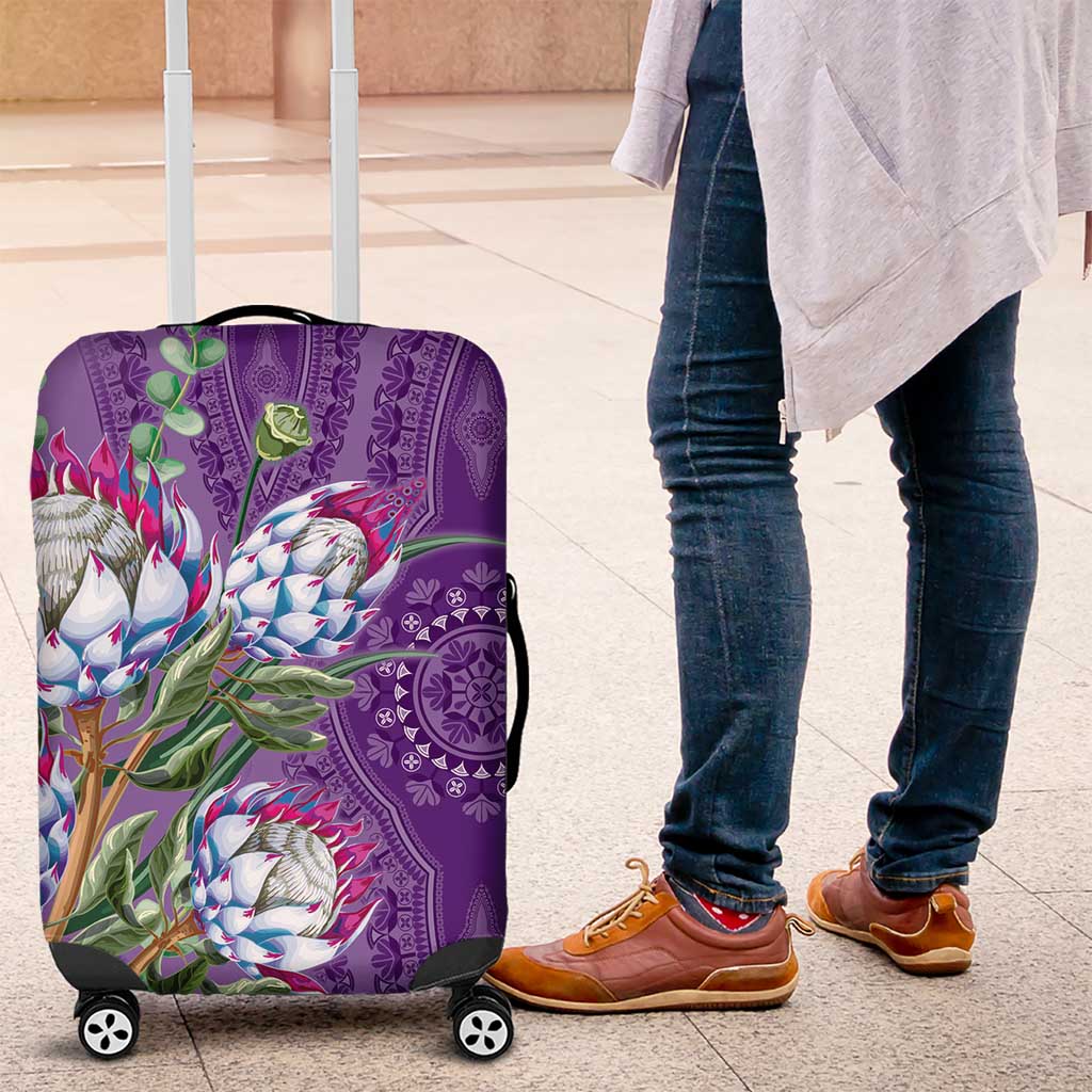 Afro King Proteas Dashiki Motif Luggage Cover Violet Style