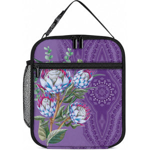 Africa King Proteas Dashiki Motif Lunch Bag Violet Style