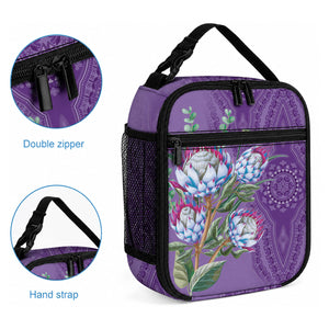 Africa King Proteas Dashiki Motif Lunch Bag Violet Style