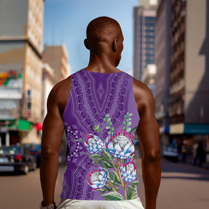 Afro King Proteas Dashiki Motif Men Tank Top Violet Style