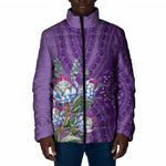 Africa King Proteas Dashiki Motif Padded Jacket Violet Style