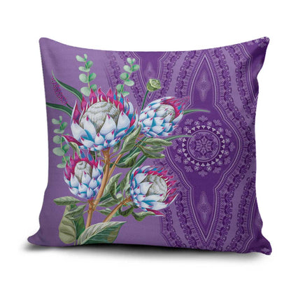 Africa King Proteas Dashiki Motif Pillow Cover Violet Style