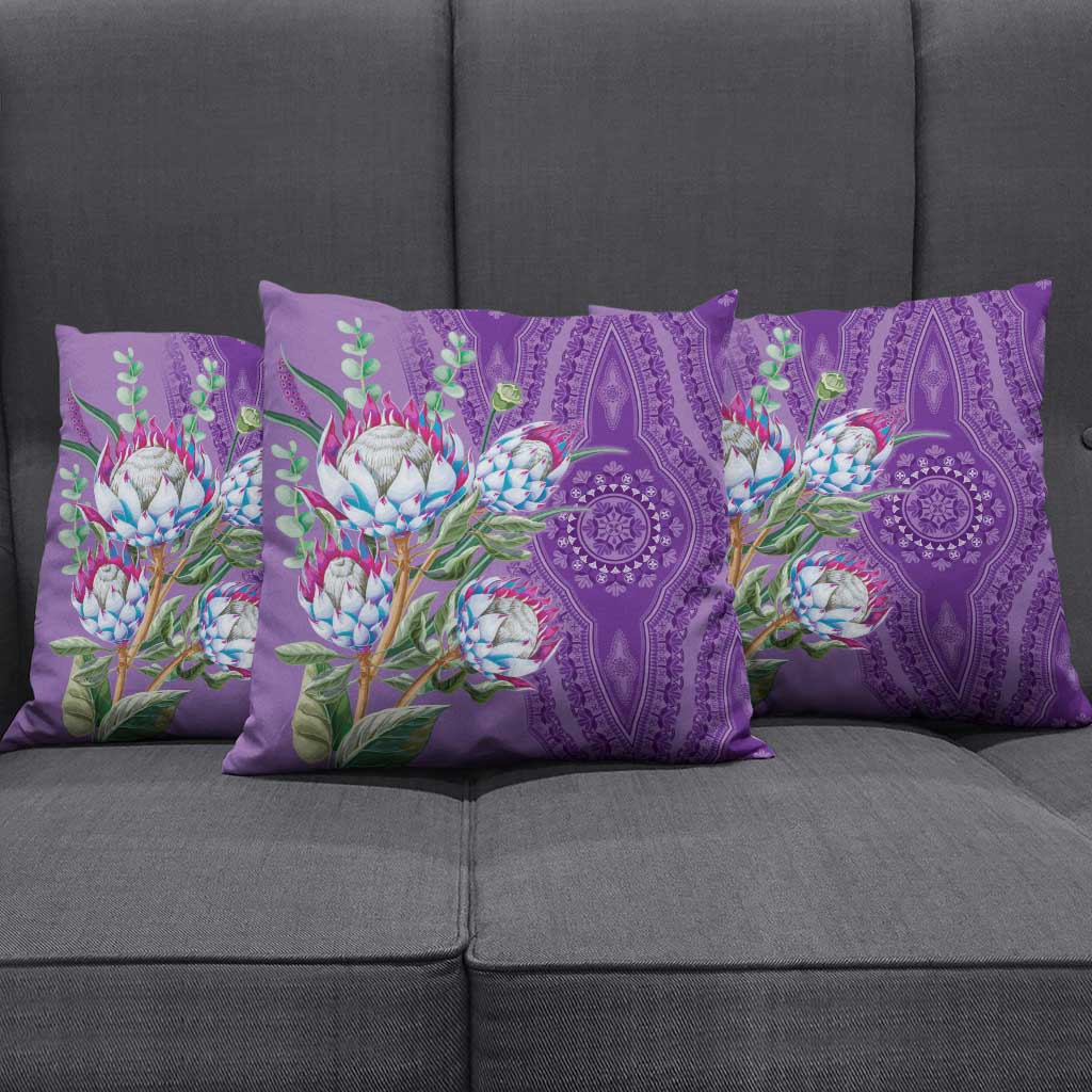 Africa King Proteas Dashiki Motif Pillow Cover Violet Style