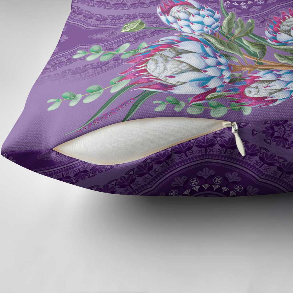 Africa King Proteas Dashiki Motif Pillow Cover Violet Style