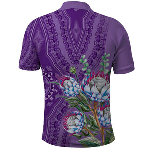 Afro King Proteas Dashiki Motif Polo Shirt Violet Style