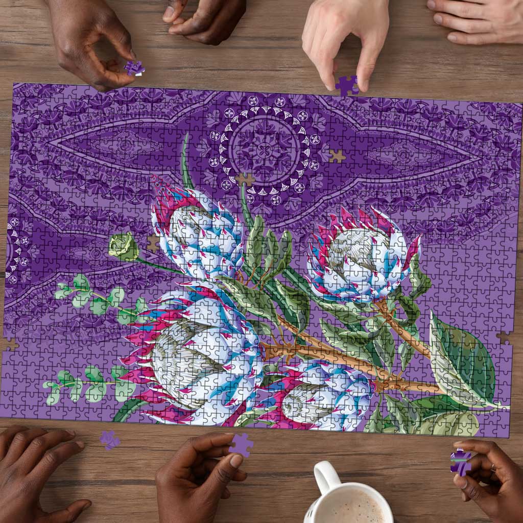 Africa King Proteas Dashiki Motif Puzzle Violet Style