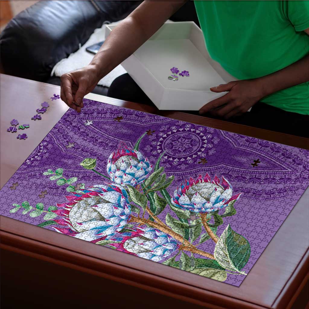 Africa King Proteas Dashiki Motif Puzzle Violet Style