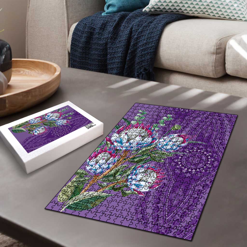 Africa King Proteas Dashiki Motif Puzzle Violet Style