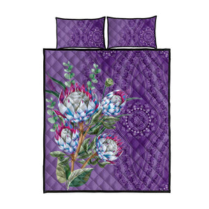 Afro King Proteas Dashiki Motif Quilt Bed Set Violet Style