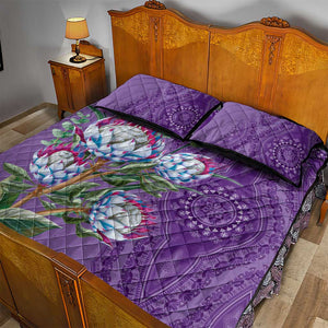 Afro King Proteas Dashiki Motif Quilt Bed Set Violet Style