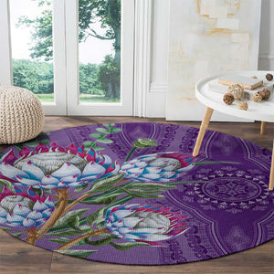 Afro King Proteas Dashiki Motif Round Carpet Violet Style