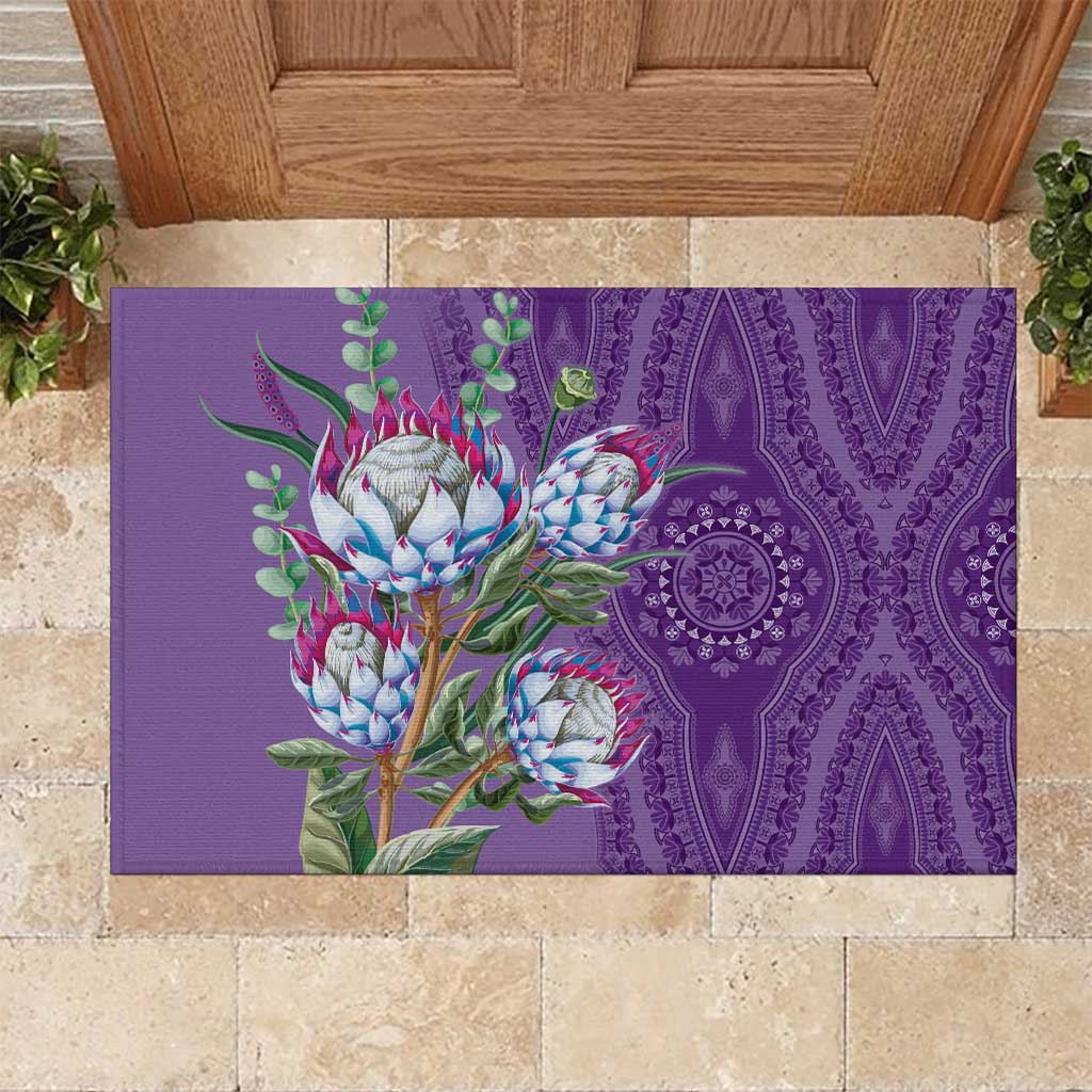 Afro King Proteas Dashiki Motif Rubber Doormat Violet Style