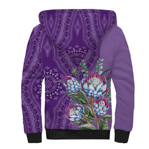 Afro King Proteas Dashiki Motif Sherpa Hoodie Violet Style