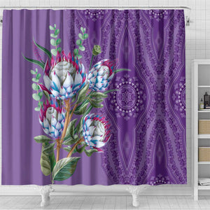 Afro King Proteas Dashiki Motif Shower Curtain Violet Style