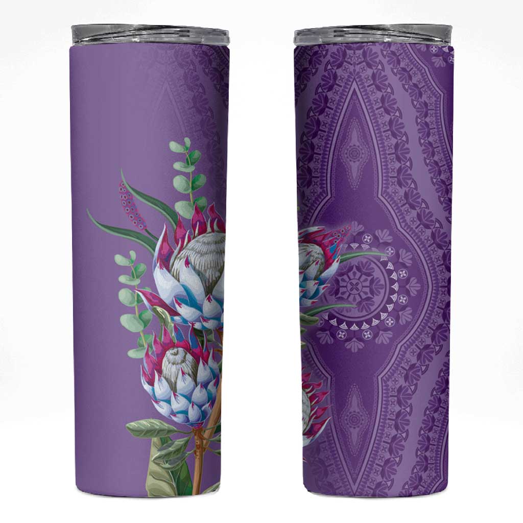 Afro King Proteas Dashiki Motif Skinny Tumbler Violet Style